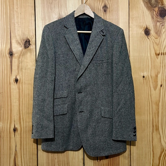 Vintage Richman Brothers Wool Herringbone Blazer Size 42L